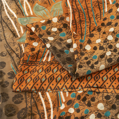 Sanskriti Vintage Brown Sarees Moss Crepe Floral Printed Craft Fabric Sari