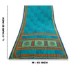 Sanskriti Vintage Blue Sarees Moss Crepe Geometric Printed 5+YDCraft Fabric Sari
