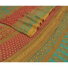 Sanskriti Vintage Green Sarees Moss Crepe Floral Printed Craft Fabric Sari