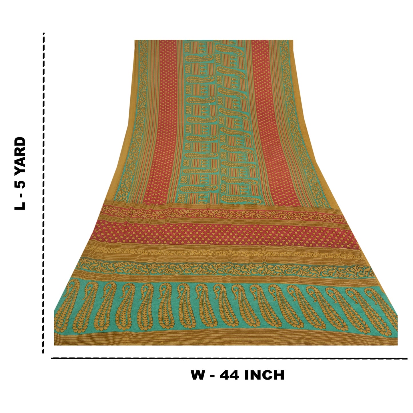 Sanskriti Vintage Green Sarees Moss Crepe Floral Printed Craft Fabric Sari