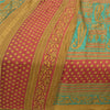 Sanskriti Vintage Green Sarees Moss Crepe Floral Printed Craft Fabric Sari