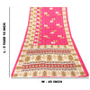 Sanskriti Vintage Dark Pink Sarees Moss Crepe Floral Print Craft Fabric 5+YDSari
