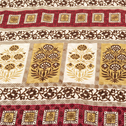 Sanskriti Vintage Dark Pink Sarees Moss Crepe Floral Print Craft Fabric 5+YDSari