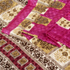 Sanskriti Vintage Dark Pink Sarees Moss Crepe Floral Print Craft Fabric 5+YDSari