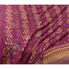 Sanskriti Vintage Purple Sarees Moss Crepe Floral Printed Craft Sustainable Fabric Sari