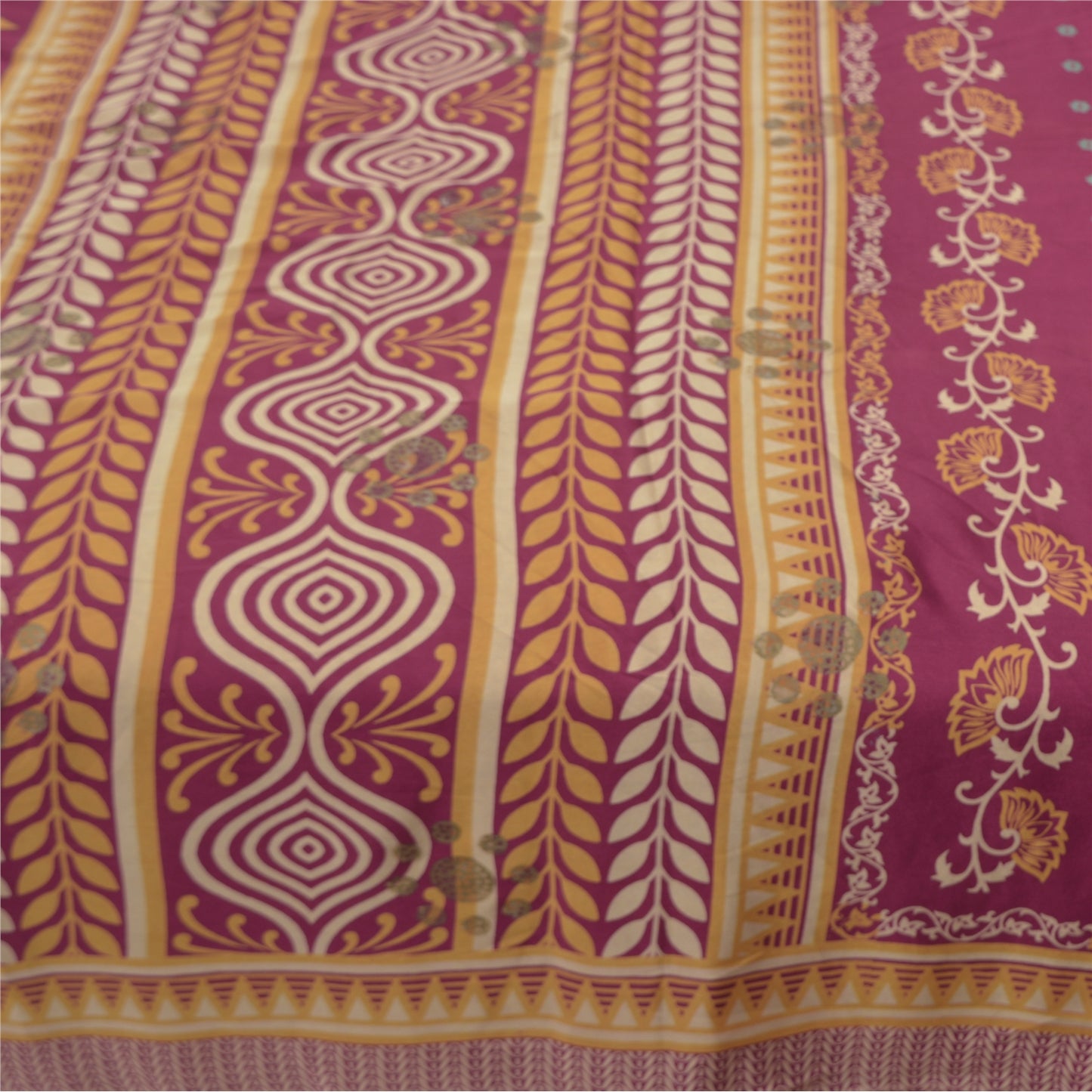 Sanskriti Vintage Purple Sarees Moss Crepe Floral Printed Craft Sustainable Fabric Sari