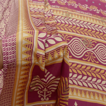 Sanskriti Vintage Purple Sarees Moss Crepe Floral Printed Craft Sustainable Fabric Sari