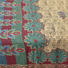 Sanskriti Vintage Cream Sarees Moss Crepe Floral Printed Craft Fabric Sari