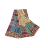 Sanskriti Vintage Cream Sarees Moss Crepe Floral Printed Craft Fabric Sari