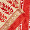 Sanskriti Vintage Red Sarees Moss Crepe Floral Printed Craft Sustainable Fabric Sari