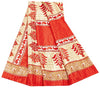 Sanskriti Vintage Red Sarees Moss Crepe Floral Printed Craft Sustainable Fabric Sari