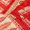 Sanskriti Vintage Red Sarees Moss Crepe Floral Printed Craft Sustainable Fabric Sari