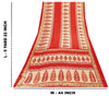 Sanskriti Vintage Red Sarees Moss Crepe Floral Printed Craft Sustainable Fabric Sari