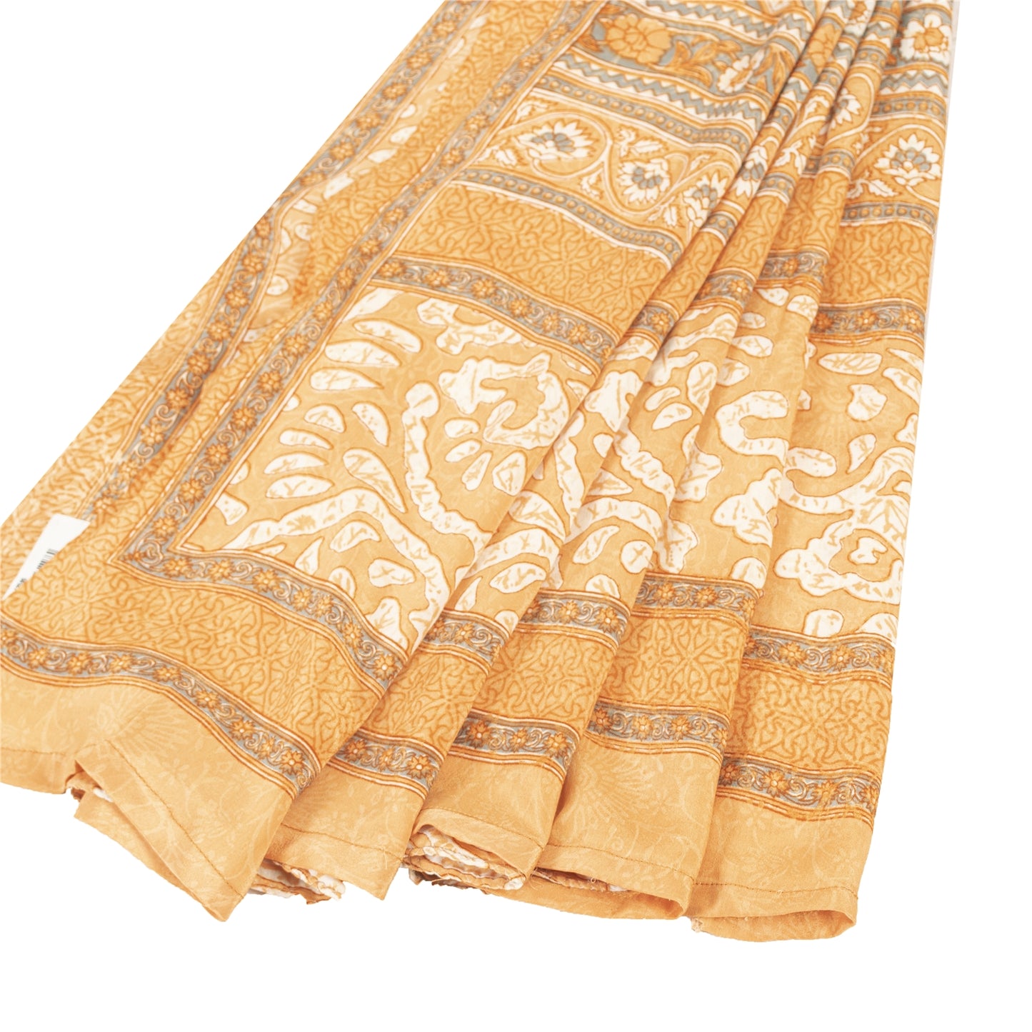 Sanskriti Vintage Peach Sarees Moss Crepe Floral Printed Sari 5YD Craft Fabric