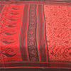 Sanskriti Vintage Red Sarees Moss Crepe Floral Printed Craft Fabric Sari