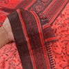 Sanskriti Vintage Red Sarees Moss Crepe Floral Printed Craft Fabric Sari
