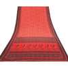 Sanskriti Vintage Red Sarees Moss Crepe Floral Printed Craft Fabric Sari