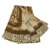 Sanskriti Vintage Brown Sarees Moss Crepe Printed Sari 5 Yard Craft Soft Fabric