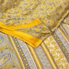 Sanskriti Vintage Yellow Sarees Moss Crepe Printed Sari Soft Floral Craft Fabric