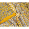 Sanskriti Vintage Yellow Sarees Moss Crepe Printed Sari Soft Floral Craft Fabric