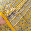 Sanskriti Vintage Yellow Sarees Moss Crepe Printed Sari Soft Floral Craft Fabric