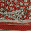Sanskriti Vintage Red  Sarees Moss Crepe Floral Printed Craft Fabric Sari