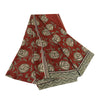 Sanskriti Vintage Red  Sarees Moss Crepe Floral Printed Craft Fabric Sari