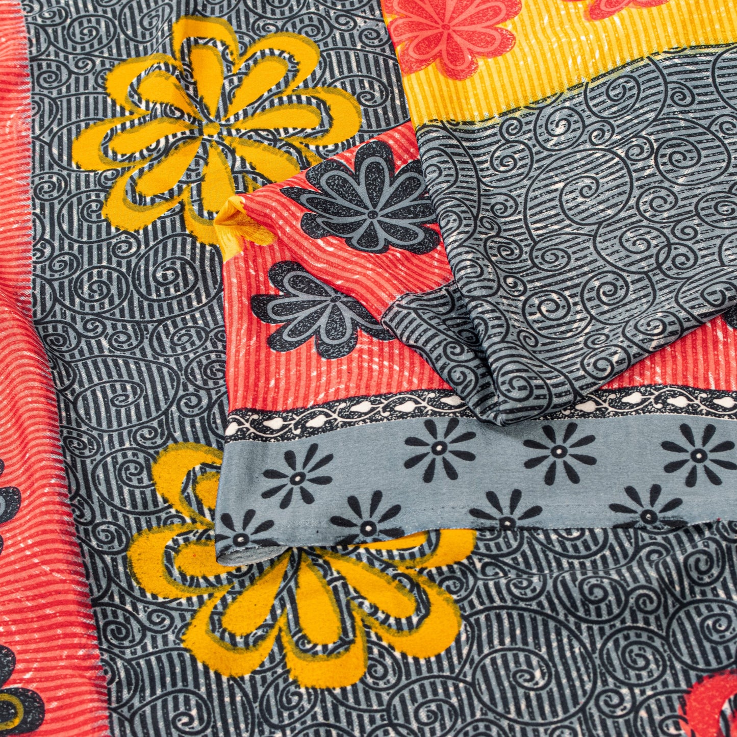 Sanskriti Vintage Gray Sarees Indian Moss Crepe Printed Sari Soft Craft Sustainable Fabric