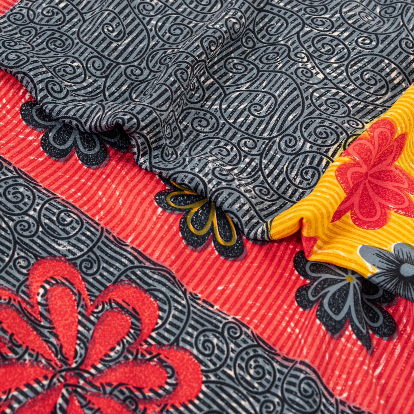 Sanskriti Vintage Gray Sarees Indian Moss Crepe Printed Sari Soft Craft Sustainable Fabric