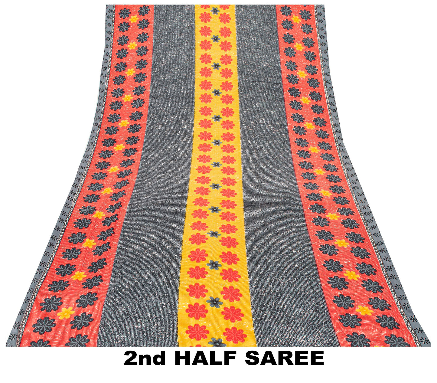 Sanskriti Vintage Gray Sarees Indian Moss Crepe Printed Sari Soft Craft Sustainable Fabric