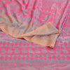 Sanskriti Vintage Pink Sarees Moss Crepe Sari Printed Floral 6 YD Craft Fabric