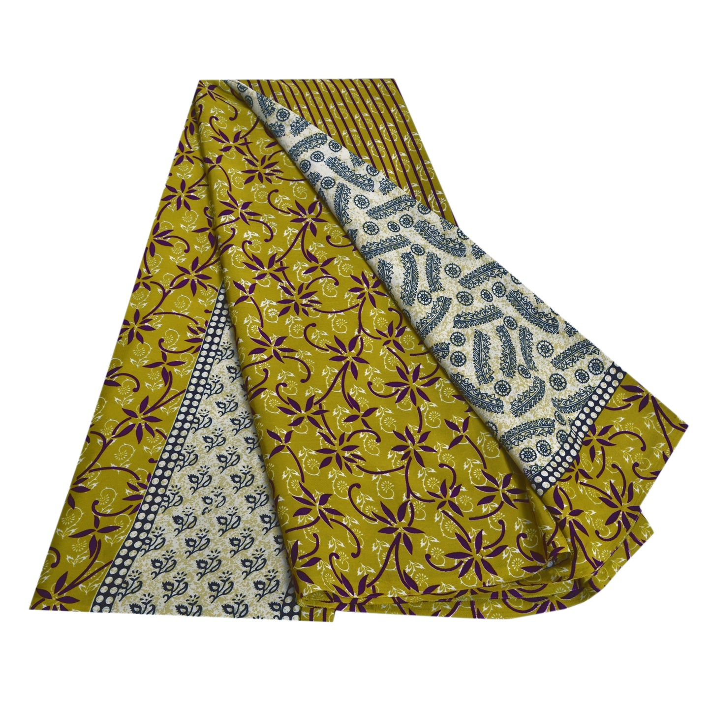 Sanskriti Vintage Ivory Sarees Moss Crepe Sari Printed Floral Soft Craft Fabric