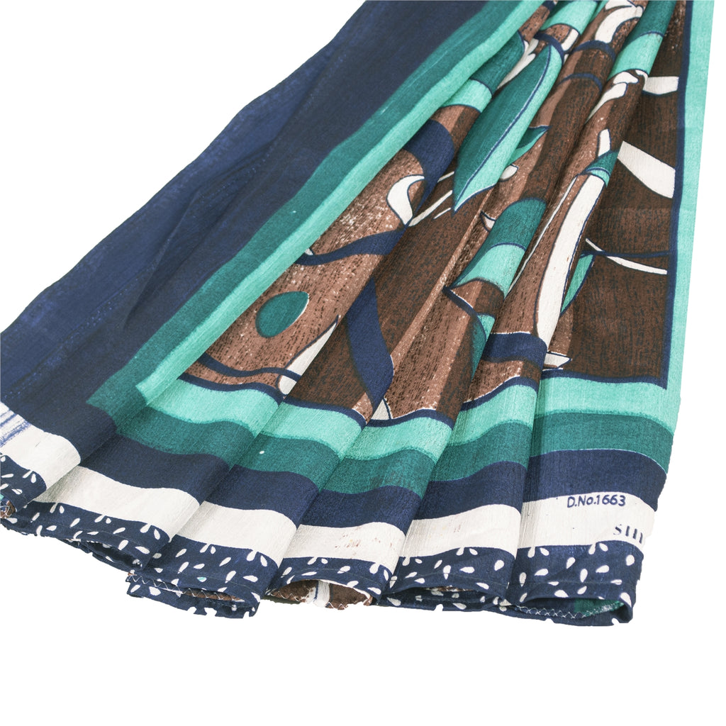 Sanskriti Vintage Brown Sarees Moss Crepe Sari Printed Floral Soft Craft Fabric