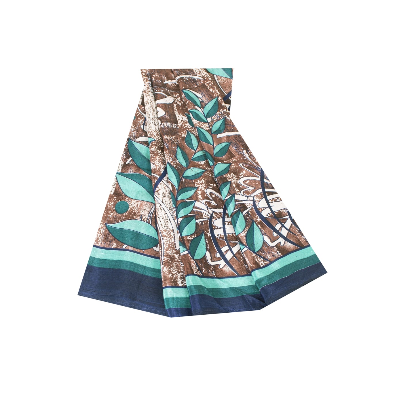 Sanskriti Vintage Brown Sarees Moss Crepe Sari Printed Floral Soft Craft Fabric