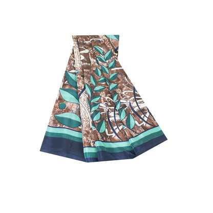 Sanskriti Vintage Brown Sarees Moss Crepe Sari Printed Floral Soft Craft Fabric