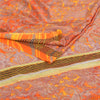 Sanskriti Vintage Orange Sarees Moss Crepe Sari Printed Floral Soft Craft Fabric