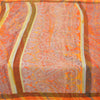Sanskriti Vintage Orange Sarees Moss Crepe Sari Printed Floral Soft Craft Fabric