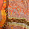 Sanskriti Vintage Orange Sarees Moss Crepe Sari Printed Floral Soft Craft Fabric