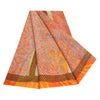 Sanskriti Vintage Orange Sarees Moss Crepe Sari Printed Floral Soft Craft Fabric