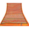 Sanskriti Vintage Orange Sarees Moss Crepe Sari Printed Floral Soft Craft Fabric