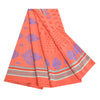 Sanskriti Vintage Sarees Peach Indian Moss Crepe Sari Printed Soft Craft Fabric