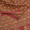Sanskriti Vintage Sarees Dark Red Indian Moss Crepe Sari Printed Craft Fabric