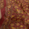 Sanskriti Vintage Sarees Dark Red Indian Moss Crepe Sari Printed Craft Fabric