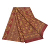 Sanskriti Vintage Sarees Dark Red Indian Moss Crepe Sari Printed Craft Fabric