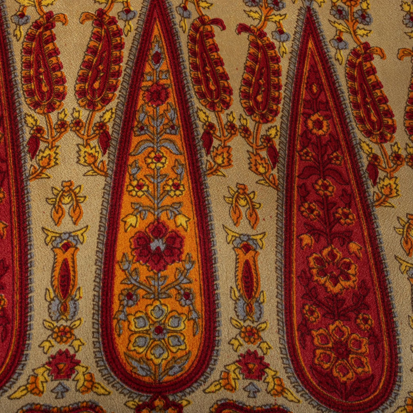 Sanskriti Vintage Orange Moss Crepe Saree Paisley Printed Fabric 5.5+ Yard Sari