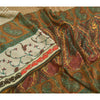 Sanskriti Vintage Sarees Ivory Indian Moss Crepe Sari Printed Soft Craft Fabric