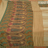 Sanskriti Vintage Sarees Ivory Indian Moss Crepe Sari Printed Soft Craft Fabric