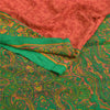 Sanskriti Vintage Sarees Red Indian Moss Crepe Sari Printed Soft Craft Fabric