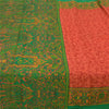 Sanskriti Vintage Sarees Red Indian Moss Crepe Sari Printed Soft Craft Fabric