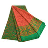 Sanskriti Vintage Sarees Red Indian Moss Crepe Sari Printed Soft Craft Fabric
